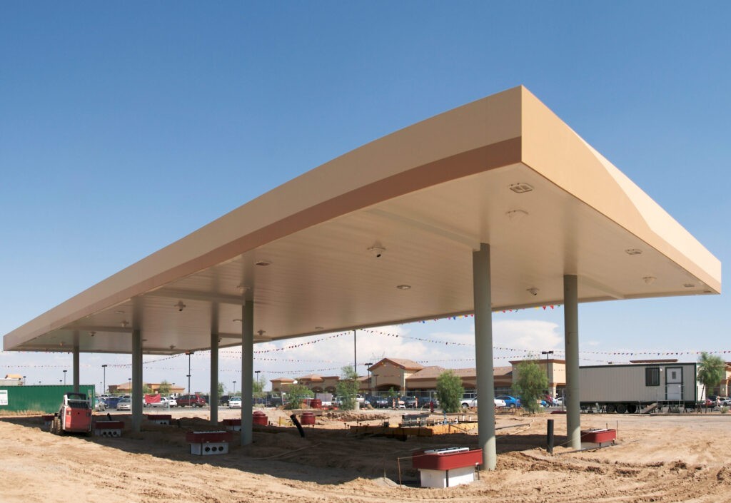 A gas station in the process of being built