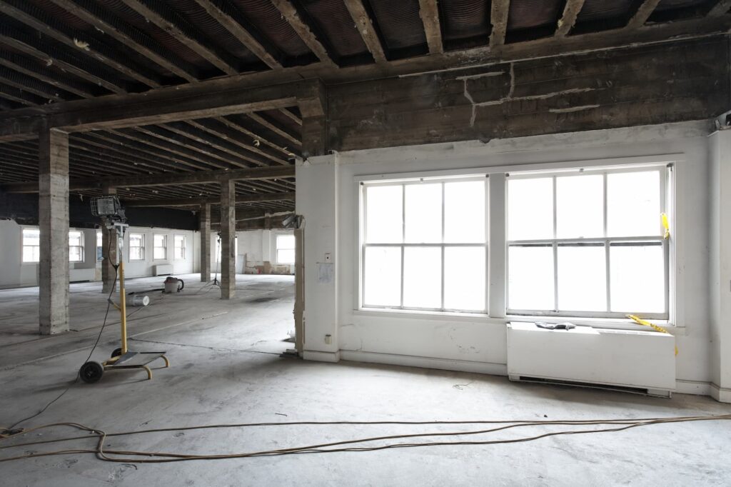 Interior remodeling work on an existing commercial building